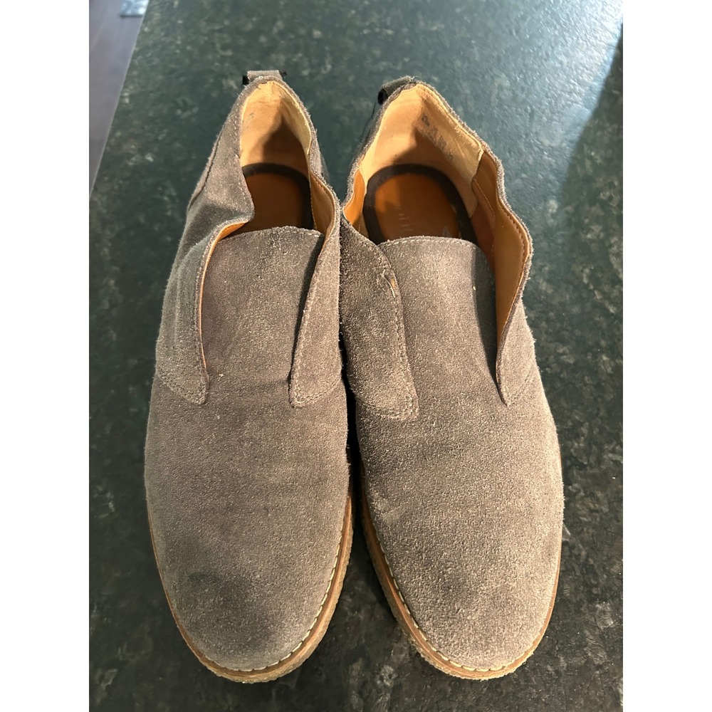 Franco Sarto Womens Grey Suede Slip On Platform Loafers